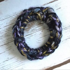 Textured mixed yarn, hand made crocheted scrunchie